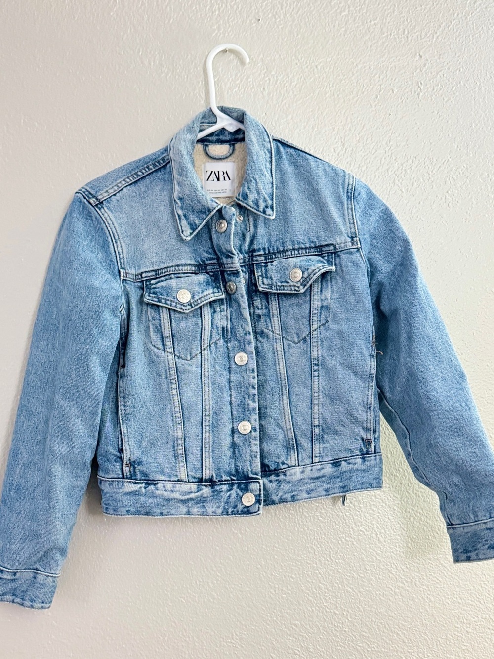 Zara Light Blue Denim  Sherpa Jacket